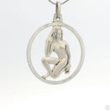 Vintage NOS Sterling Silver Virgo Zodiac Pendant Krementz W. Germany Virgin Nude 2