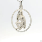 Vintage NOS Sterling Silver Virgo Zodiac Pendant Krementz W. Germany Virgin Nude 2