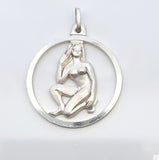 Vintage NOS Sterling Silver Virgo Zodiac Pendant Krementz W. Germany Virgin Nude 2