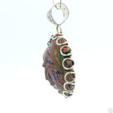 Large Vintage Sterling Silver Pendant with Sun Face Rainbow Calsilica