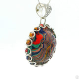 Large Vintage Sterling Silver Pendant with Sun Face Rainbow Calsilica