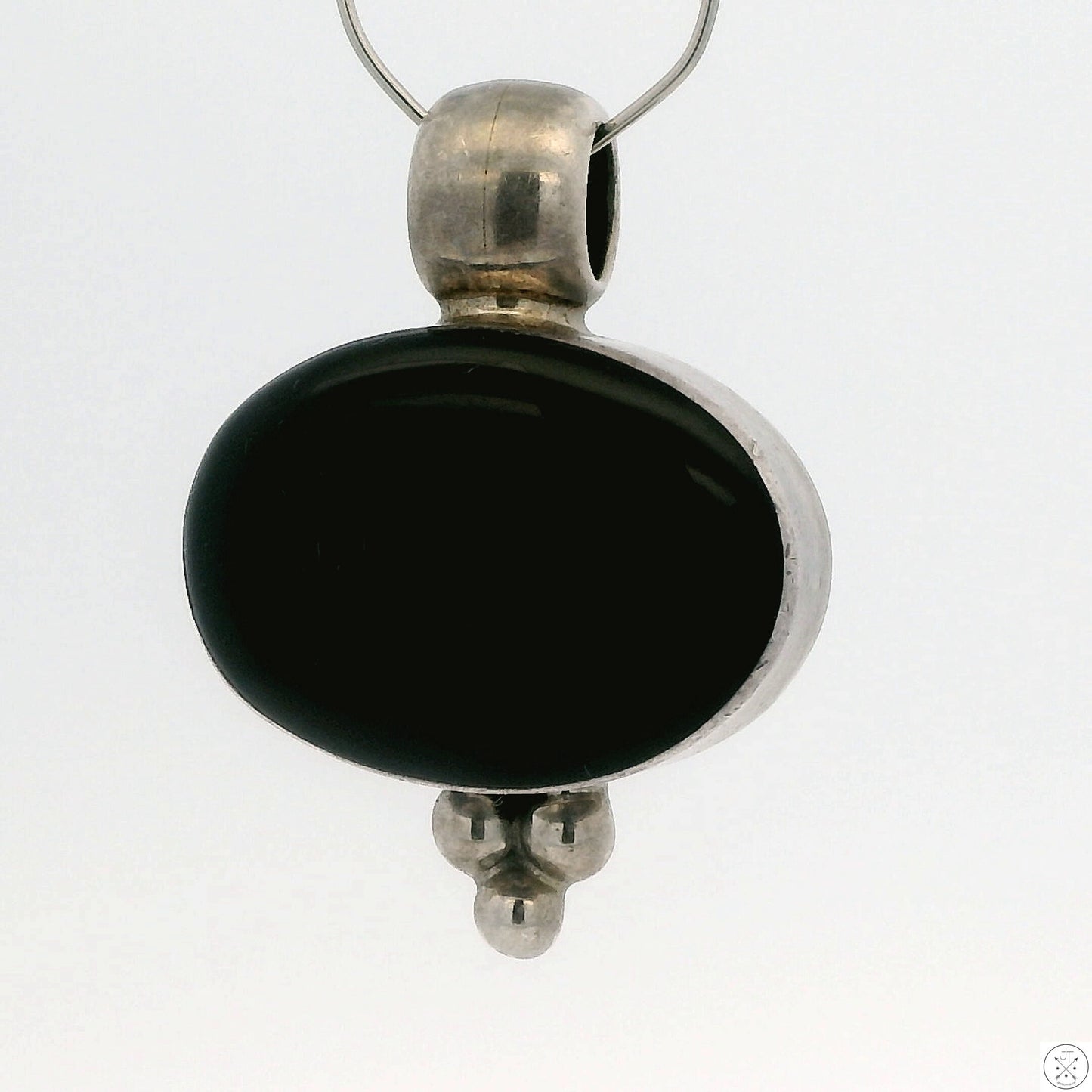 Vintage Sterling Silver Pendant with Onyx ATI Mexico