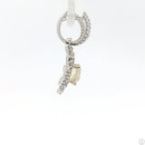 Vintage 18k White Gold Earrings Natural Bytownite and Diamond Convertible Dangle Hoop