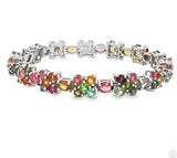 Sterling Silver Tennis Bracelet 7.5 Inch with 13.5 ctw Natural Tourmaline