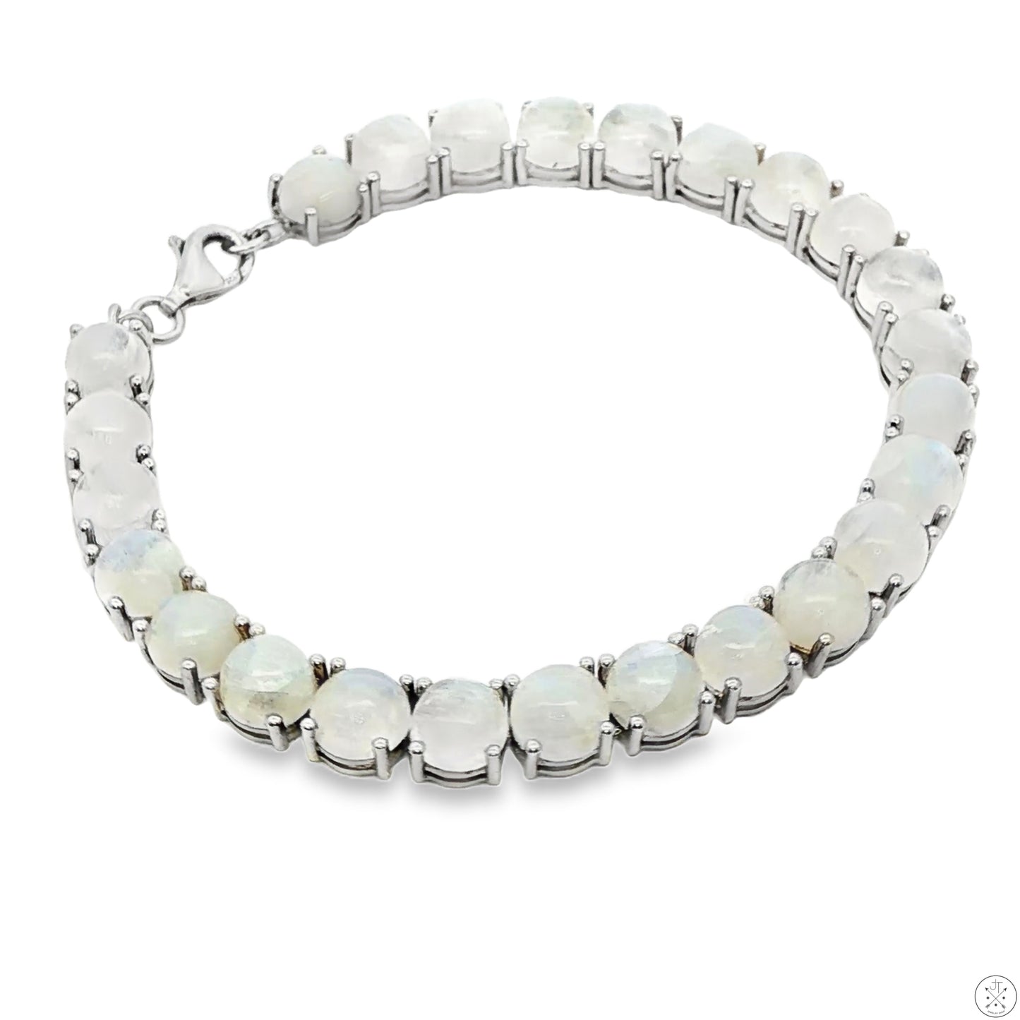 Sterling Silver Tennis Bracelet 8 Inch with 38 ctw Natural Moonstone