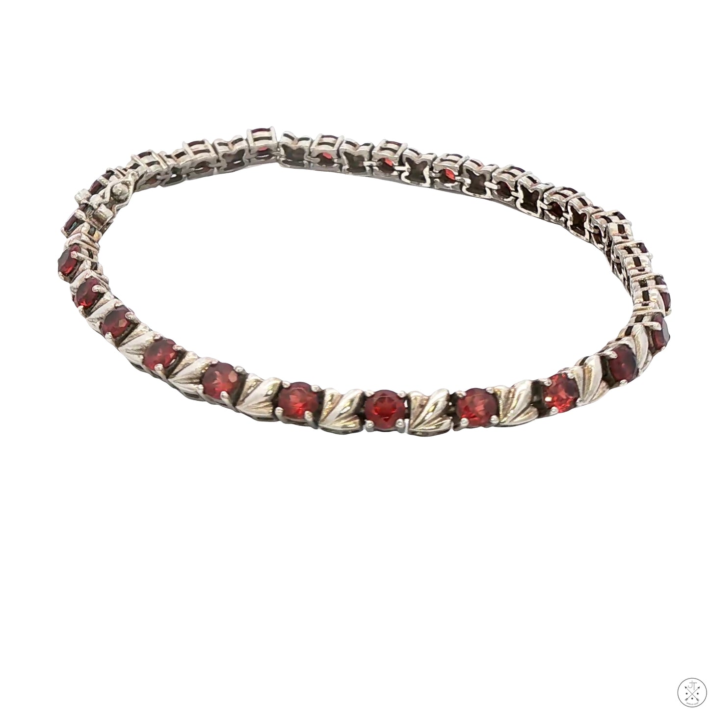Sterling Silver Tennis Bracelet 8.25 Inch 8 ctw Natural Spessartine Garnet