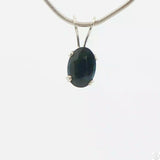 Vintage Sterling Silver Solitaire Pendant .53 Carat Natural Sapphire Oval Drop