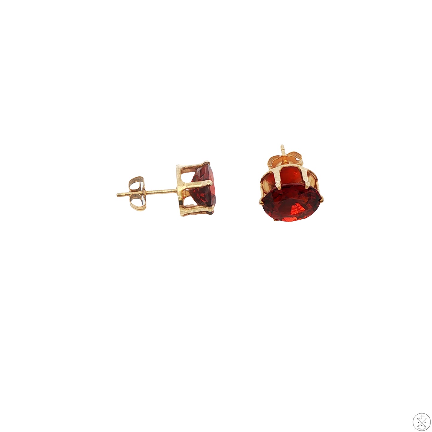 Vintage 14k Gold Filled Stud Earrings with 4.67 ctw Natural Spessartine 9x7 mm