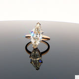 Vintage 14k Yellow Gold Solitaire Ring 3 Carat Natural Diamond Size 4.25 KSI2 Marquise Engagement Upgrade