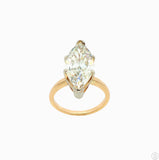 Vintage 14k Yellow Gold Solitaire Ring 3 Carat Natural Diamond Size 4.25 KSI2 Marquise Engagement Upgrade