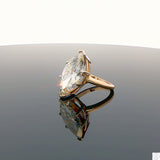 Vintage 14k Yellow Gold Solitaire Ring 3 Carat Natural Diamond Size 4.25 KSI2 Marquise Engagement Upgrade