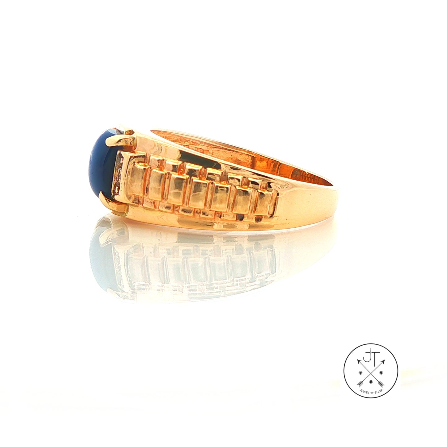 Vintage 10k Yellow Gold Ring Size 9.75 Created Blue Star Sapphire Magic Glo