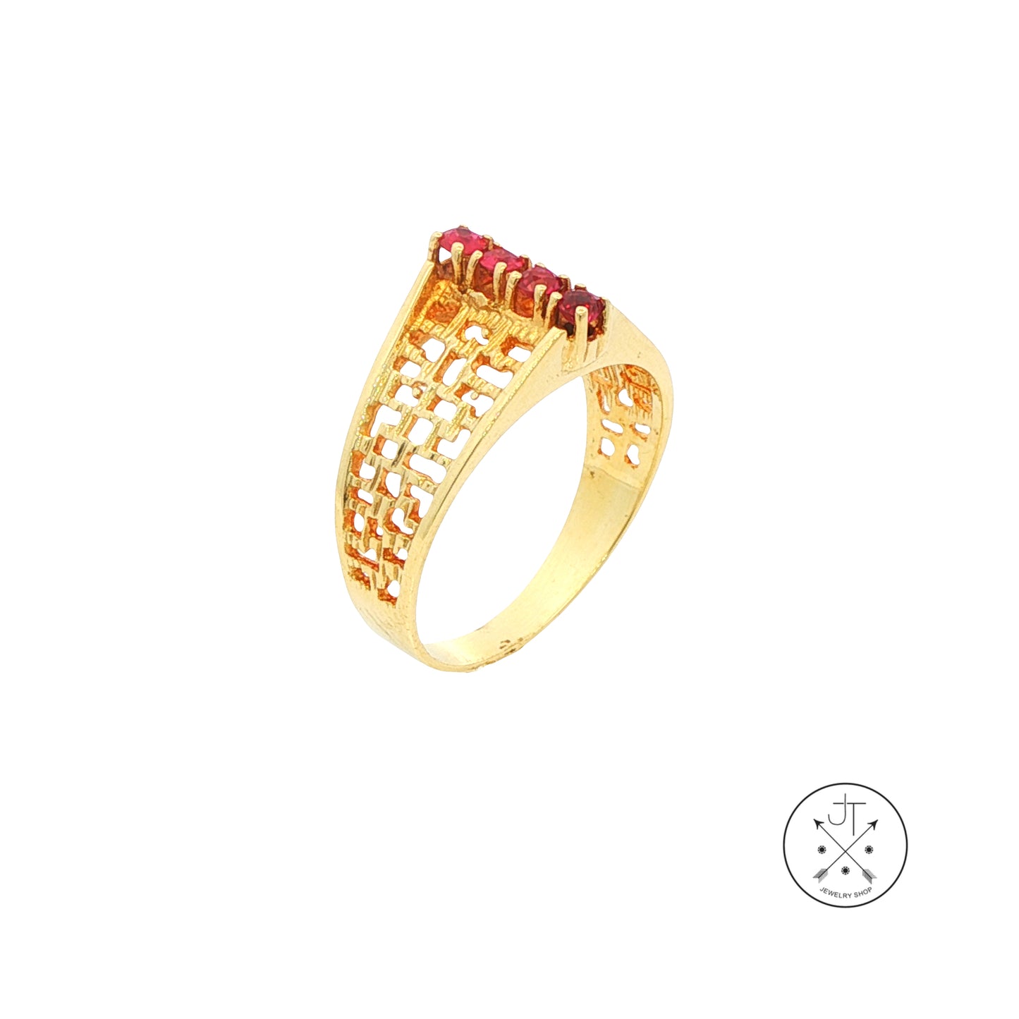 Vintage 14k Yellow Gold Fashion Ring with Natural Ruby Size 8