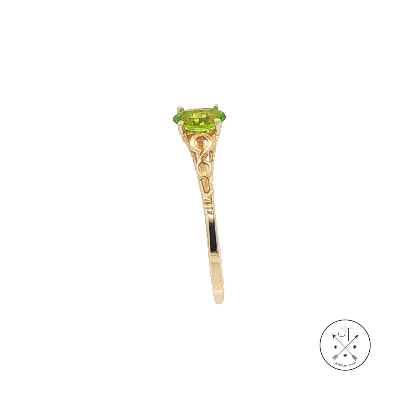 14k Yellow Gold Solitaire Ring with Peridot Oval Size 9 Nearly New August Birthstone