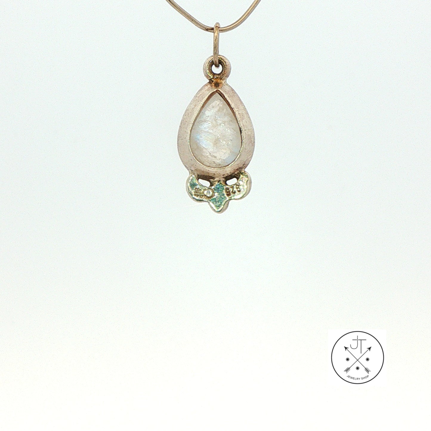 Small Vintage Sterling Silver Pendant with Natural Moonstone Drop