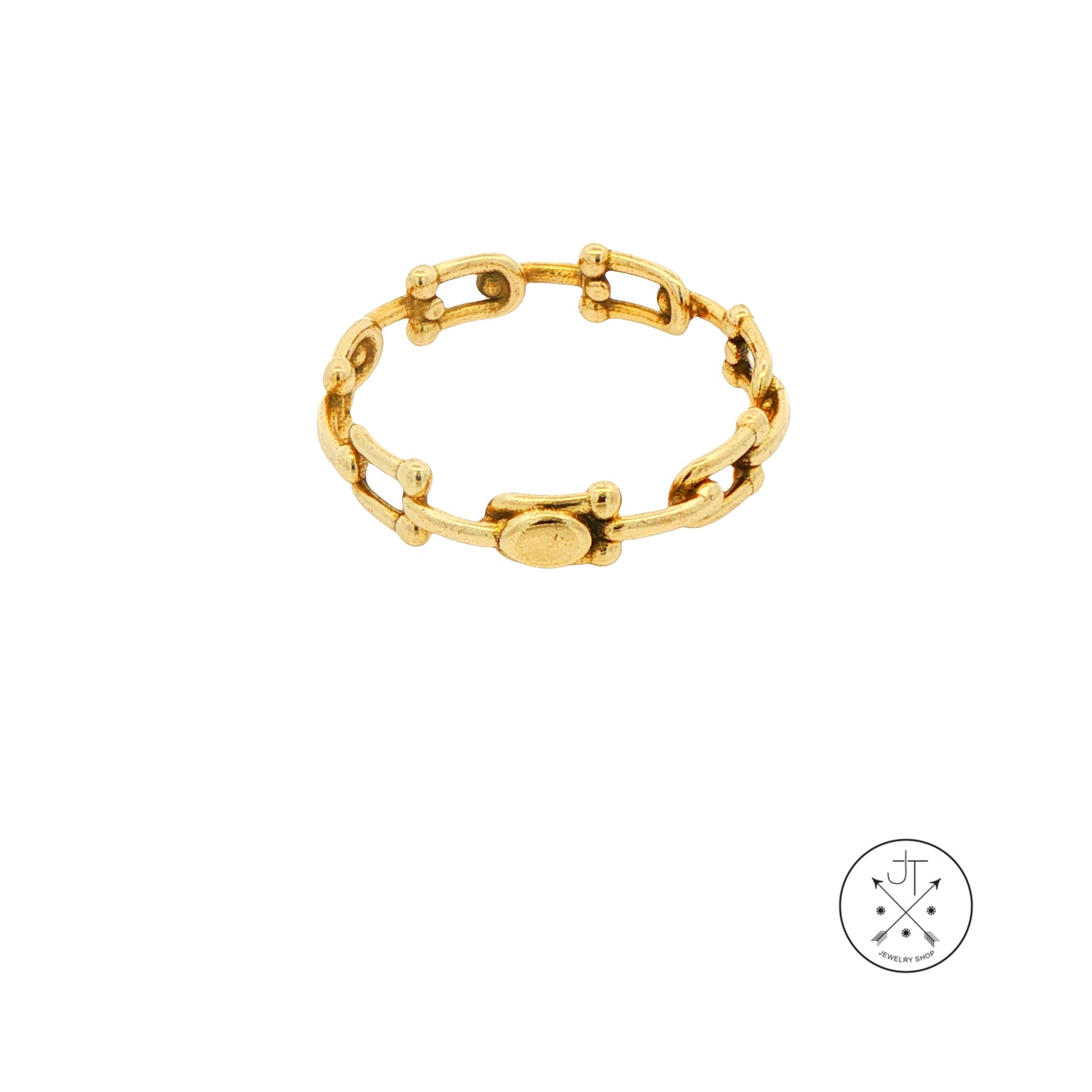 14k Yellow Gold Link Band Size 6.5 Italy Ring