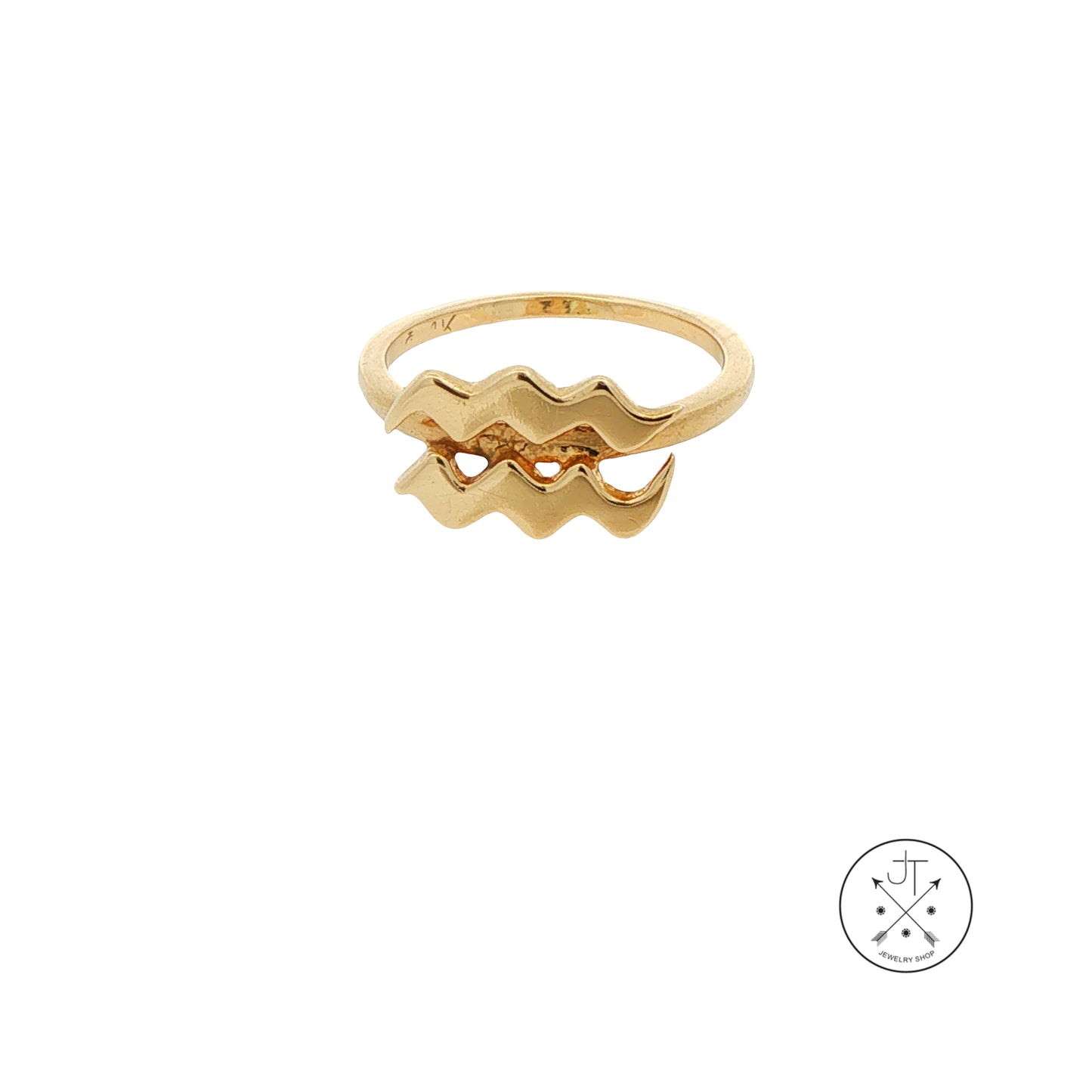 Vintage 14k Yellow Gold Aquarius Ring Size 3.5 Water Sign Band