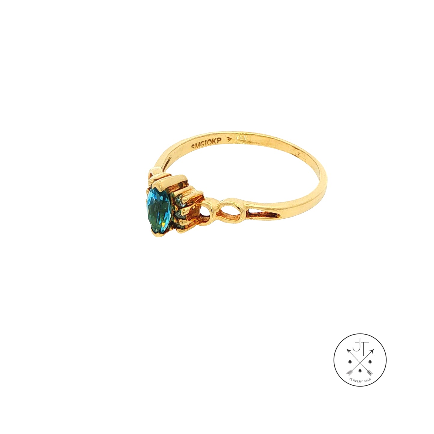 Vintage 10k Yellow Gold Solitaire Ring with Natural Topaz and Diamonds Size 7 November Birthstone