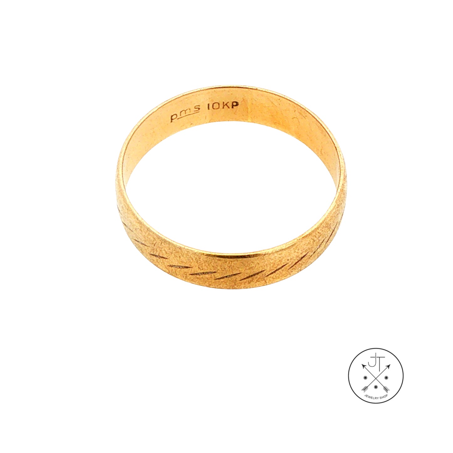 Vintage 10k Yellow Gold 4.7 mm Textured Wedding Band Size 8