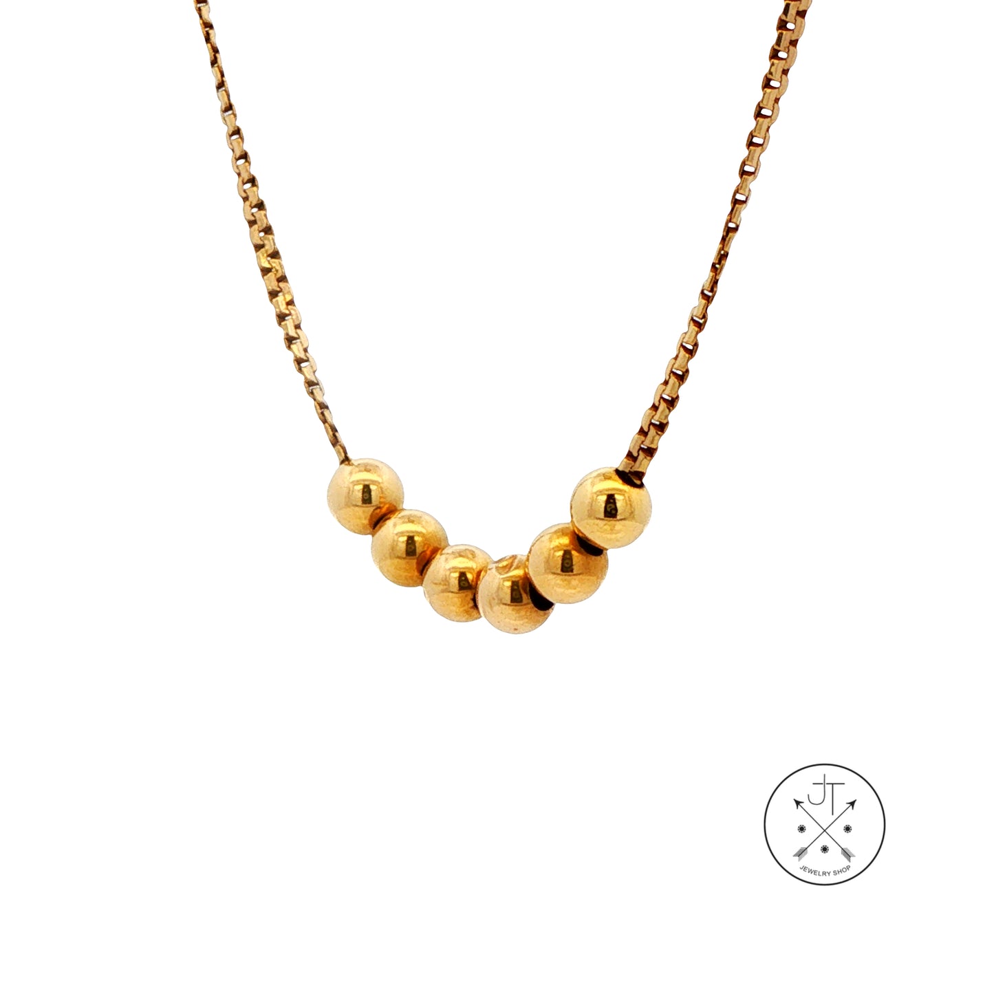 Vintage 14k Yellow Gold 18.5 Inch Necklace Chain with 6 Ball Beads