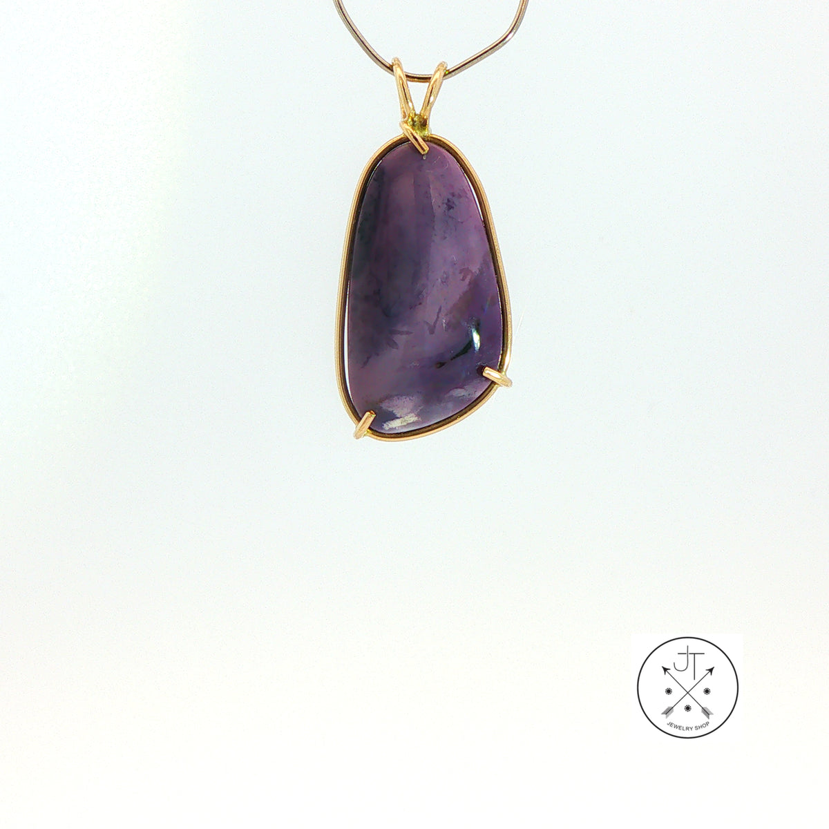Vintage 14k Yellow Gold Solitaire Drop Pendant with Tiffany Stone Cabochon
