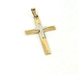 14k Yellow and White Gold Cross Pendant New Old Stock