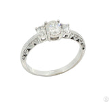 18k White Gold 3-Stone Engagement Ring with Oval Diamonds Size 8.75