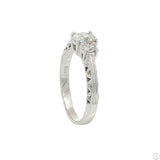 18k White Gold 3-Stone Engagement Ring with Oval Diamonds Size 8.75