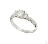 18k White Gold 3-Stone Engagement Ring with Oval Diamonds Size 8.75