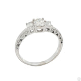 18k White Gold 3-Stone Engagement Ring with Oval Diamonds Size 8.75