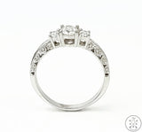 18k White Gold Engagement Ring with Oval Diamonds Size 8.75