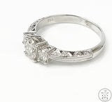 18k White Gold Engagement Ring with Oval Diamonds Size 8.75