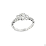 18k White Gold 3-Stone Engagement Ring with Oval Diamonds Size 8.75
