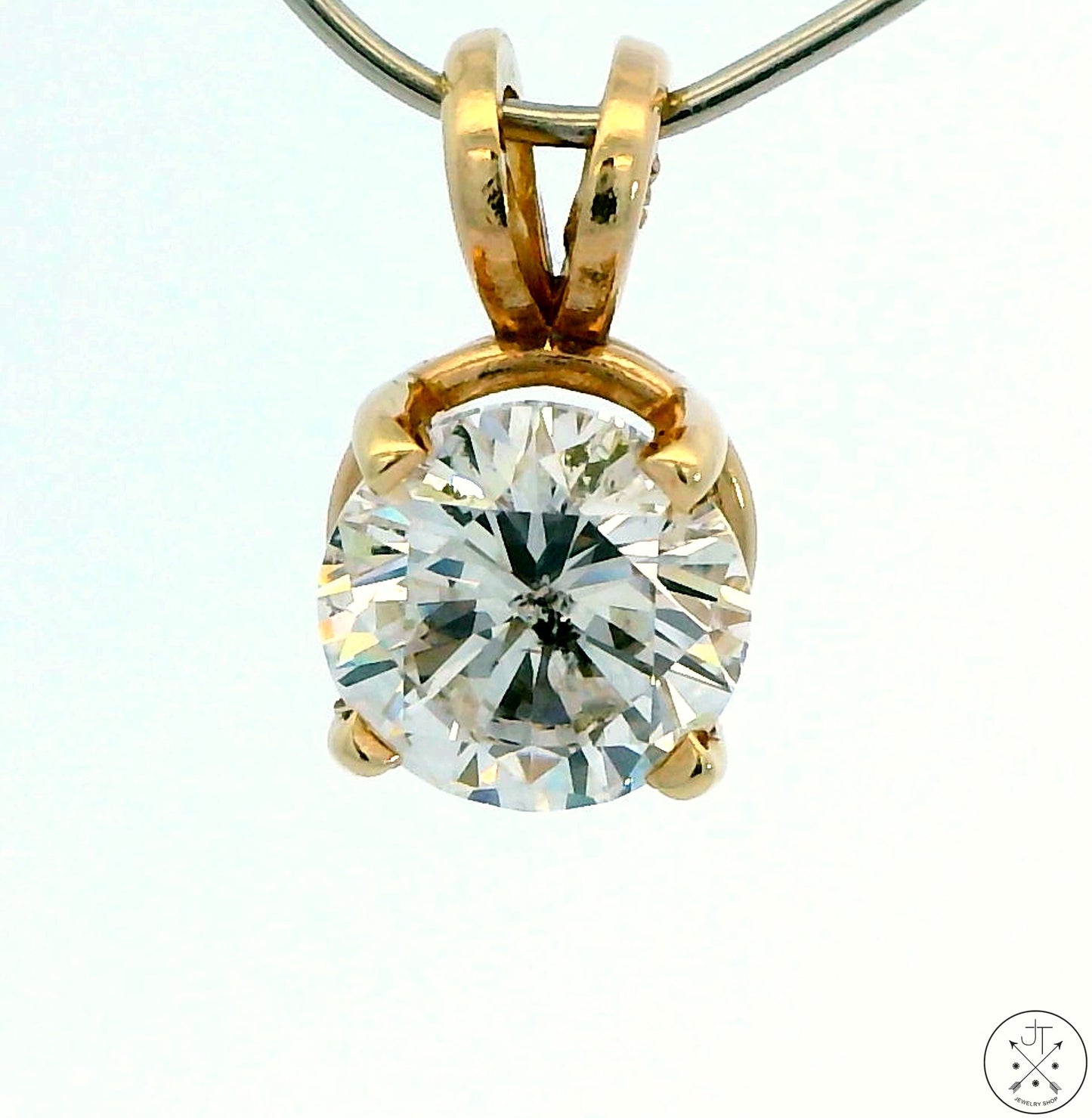Vintage 14k Yellow Gold Solitaire Pendant 1.25 Carat Natural Diamond GSI2 Drop