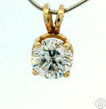 Vintage 14k Yellow Gold Solitaire Drop Pendant with 1.21 Carat Natural Diamond Certified