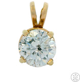 Vintage 14k Yellow Gold Solitaire Drop Pendant with 1.21 Carat Natural Diamond Certified