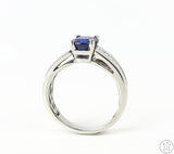 14k White Gold Ring with Sapphire and Diamond Size 10.75