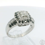 14k White Gold Ring with Diamonds Size 9 Black and White Helzberg