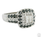 14k White Gold Ring with Diamonds Size 9 Black and White Helzberg