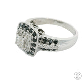 14k White Gold Ring with Diamonds Size 9 Black and White Helzberg