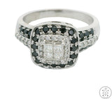 14k White Gold Ring with Diamonds Size 9 Black and White Helzberg