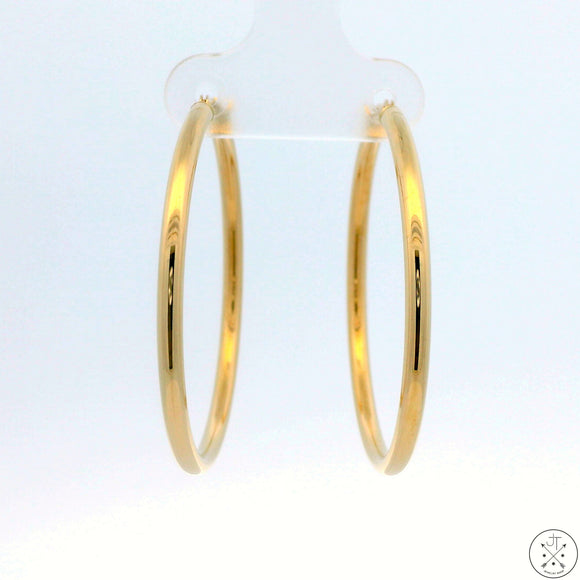 10k Yellow Gold 1.25 Inch Hoop Earrings