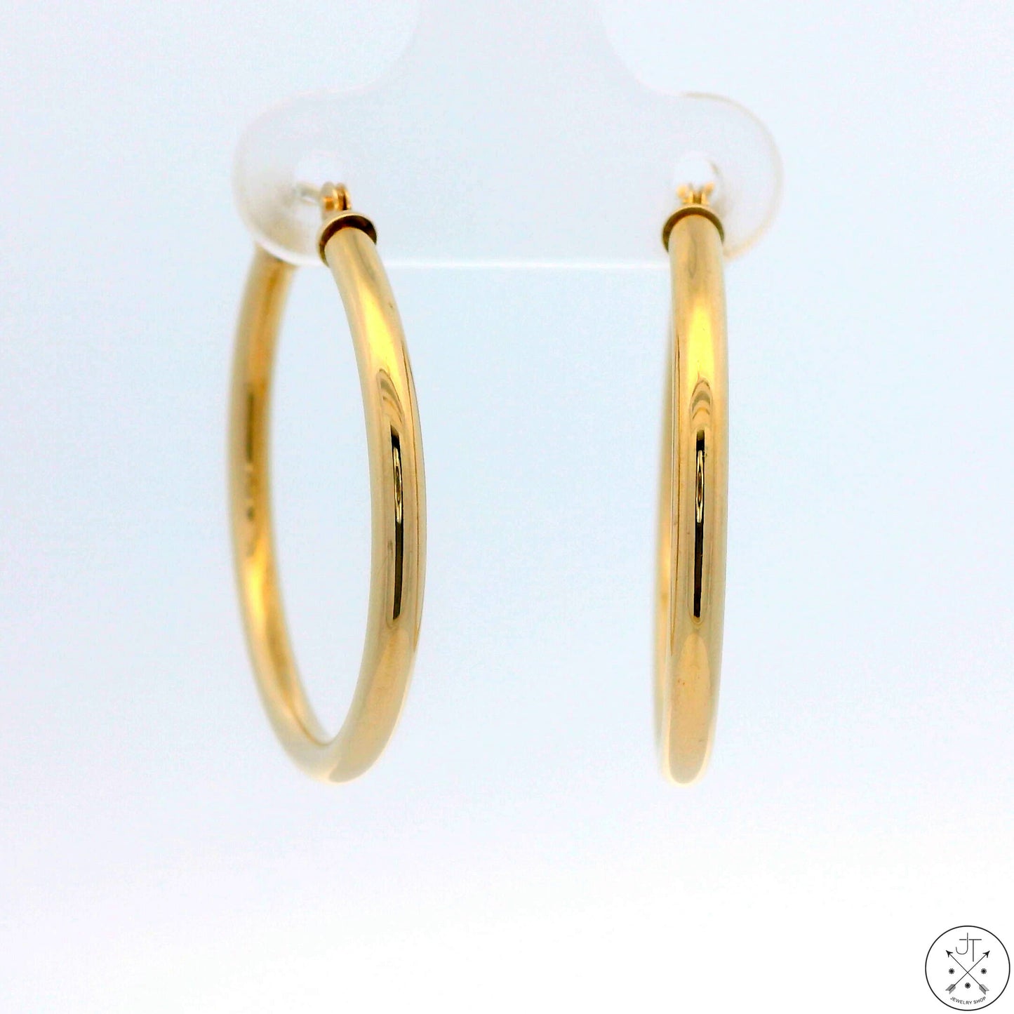 New 10k Yellow Gold 1 Inch Hoop Earrings