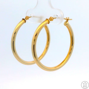 New 10k Yellow Gold 1 Inch Hoop Earrings