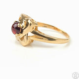 Vintage 10k Yellow Gold Ring with Garnet Size 6.25 Cabochon