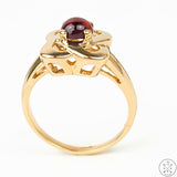 Vintage 10k Yellow Gold Ring with Garnet Size 6.25 Cabochon