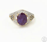 10k Yellow Gold Ring with Sapphire and Diamond Size 8.25