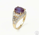 10k Yellow Gold Ring with Sapphire and Diamond Size 8.25
