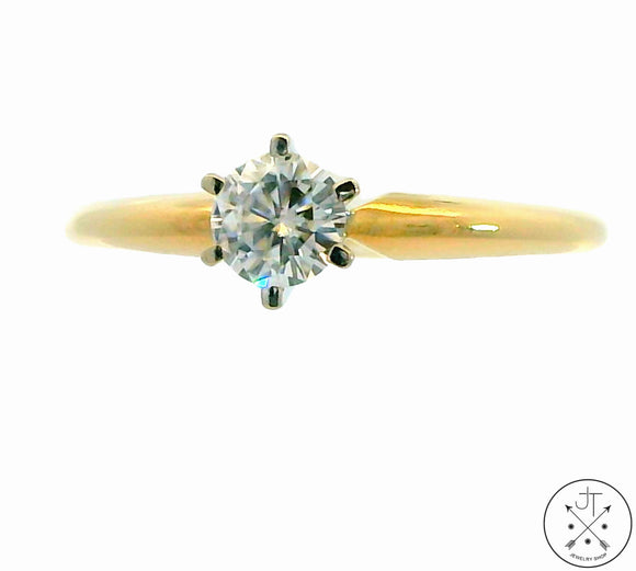 14k Yellow Gold Solitaire Ring with Moissanite Size 9.5