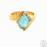 Vintage 14k Yellow Gold Ring with Topaz and Diamond Size 6.25